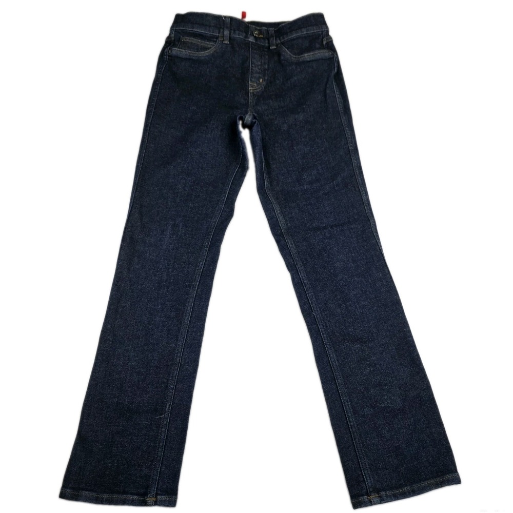Spanx Jeans Womens Size Medium Petite Cuffed Ankle Straight Leg Raw Indigo